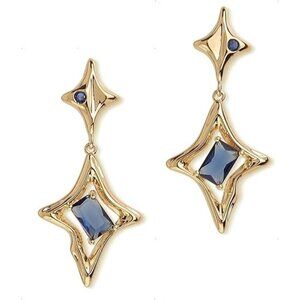 Blue Star Drop Dangle Unique Sparkly Rhinestone Stud Earrings